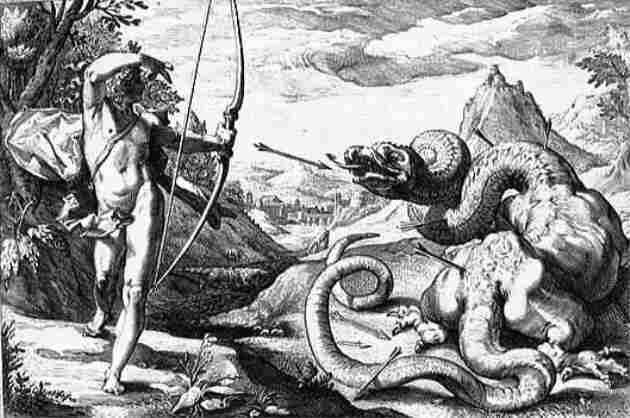 Apollo slays the python.