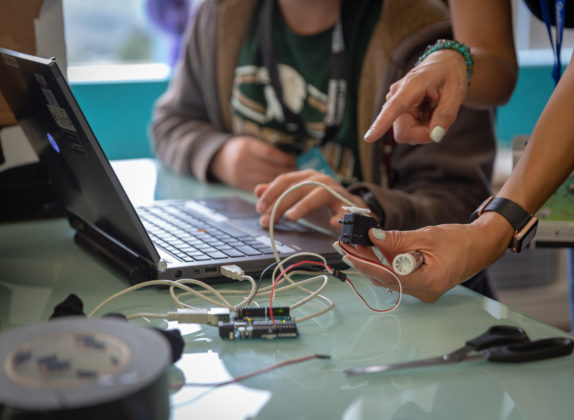 Students are given ample crafting supplies and computer hardware to bring their designs to life.