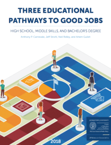 A new report from Georgetown University Center on Education and the Workforce highlights three educational pathways to good jobs.