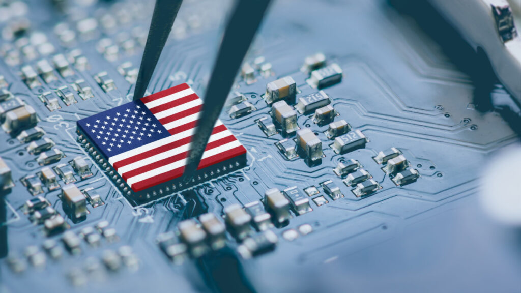 A semiconductor in the shape of the U.S. flag