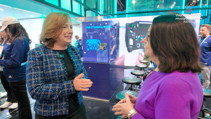 Siemens USA Barbara Humpton talks with WorkingNation editor-in-chief Ramona Schindelheim at CES 2024 about creating a tech-ready workforce in manufacturing
