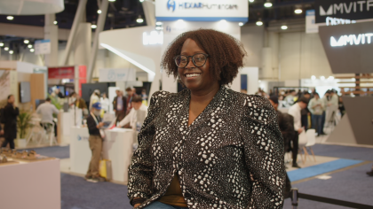 Howard University professor Gloria Washington being interviewed by WorkingNation at CES 2024 on the ethical implications of AI.